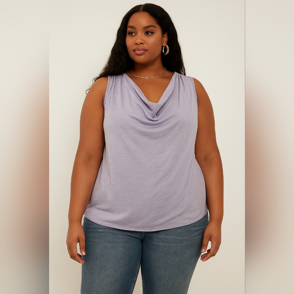 Talbots 1X Lavender Draped Cowl Neck Tencel Tank Top / Shell